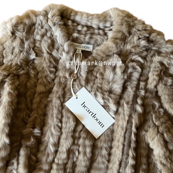 NWT 🐰 HEARTLOOM Rosa Jacket Rabbit Fur Latte Tan Camel Beige Tan XS 0 2 - Picture 3 of 12